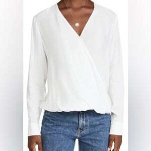 RAILS Hillary Faux-wrap Top In Ivory Snake Jacquard Womens Small V-Neck